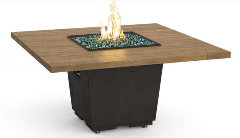 60" Reclaimed Wood Cosmopolitan Square Dining Height Fire Table by American Fyre Designs