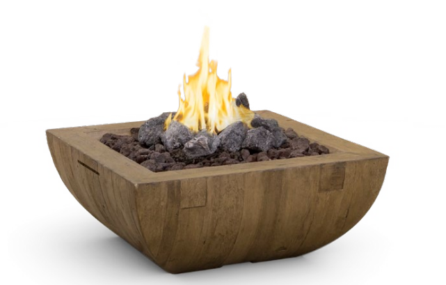 36" Reclaimed Wood Bordeaux Square Fire Bowl by American Fyre Designs