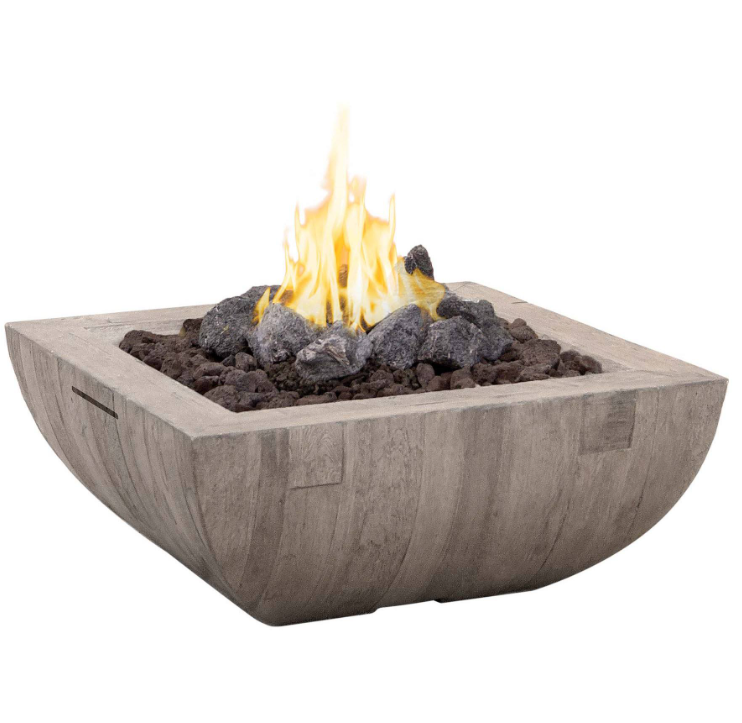 36" Reclaimed Wood Bordeaux Square Fire Bowl by American Fyre Designs