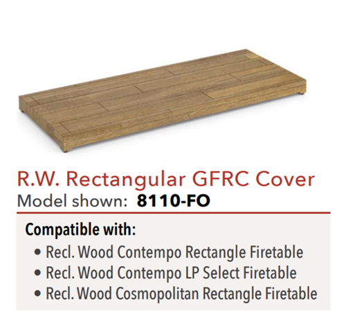 Reclaimed Wood Rectangular Firetable GFRC Burner Cover by American Fyre Designs