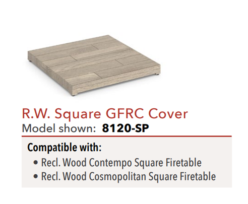 Reclaimed Wood Square Firetable GFRC Burner Cover by American Fyre Designs