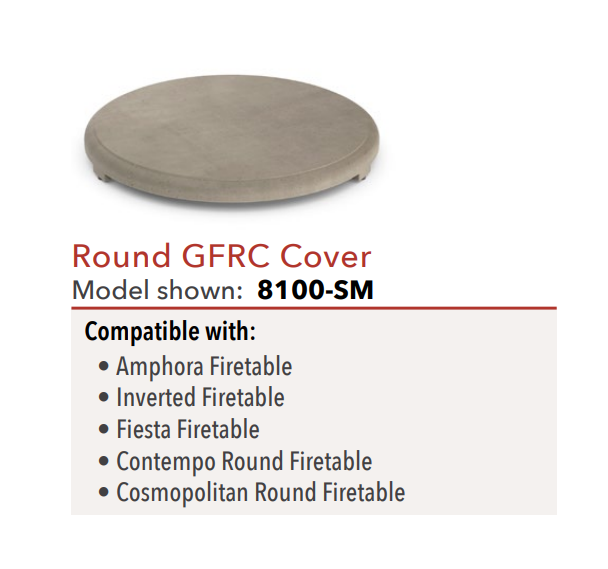 Round GFRC Firetable Burner Cover by American Fyre Designs