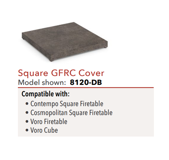 Square Firetable GFRC Burner Cover by American Fyre Designs