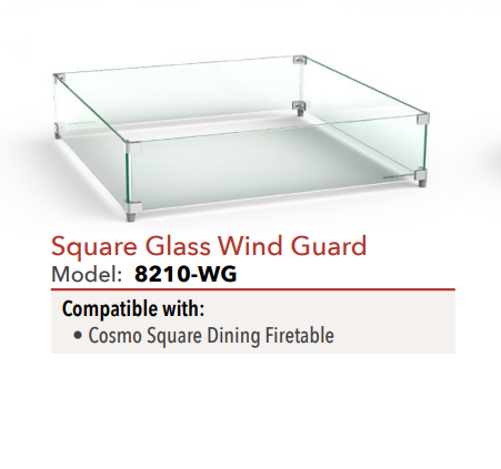 Large Square Glass Wind Guard by American Fyre Designs