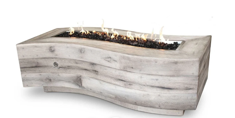 60" Big Sur Fire Pit - Wood Grain GFRC Concrete by the Outdoor Plus (available in 2 sizes & 3 wood grain finishes)