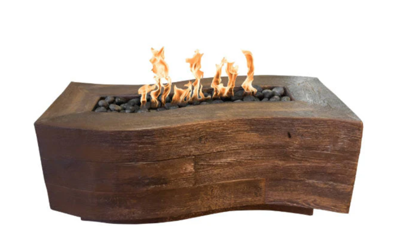 60" Big Sur Fire Pit - Wood Grain GFRC Concrete by the Outdoor Plus (available in 2 sizes & 3 wood grain finishes)