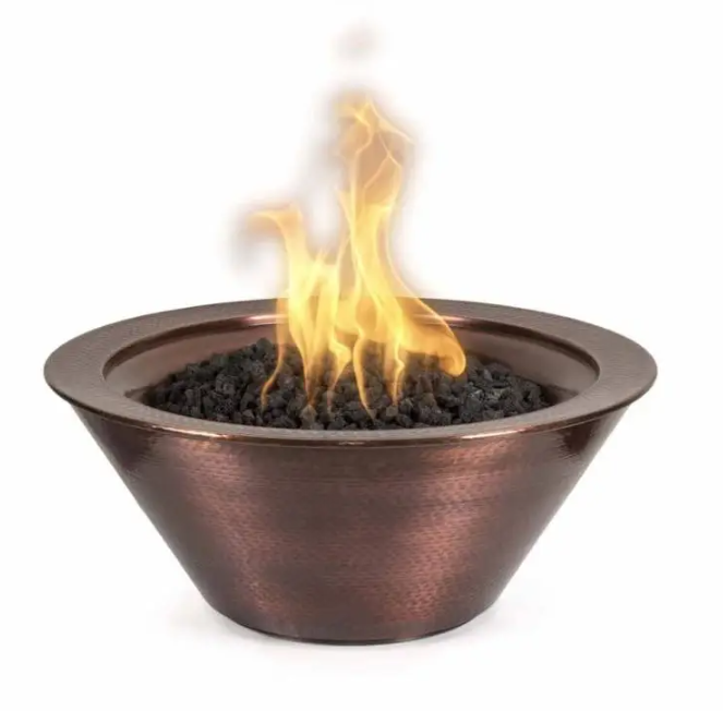 Cazo Round Fire Bowl in Hammered Copper by the Outdoor Plus (available in 24", 30" & 36")