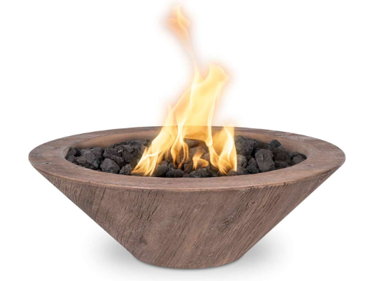 24" Round Cazo Fire Bowl - Wood Grain GFRC Concrete by The Outdoor Plus