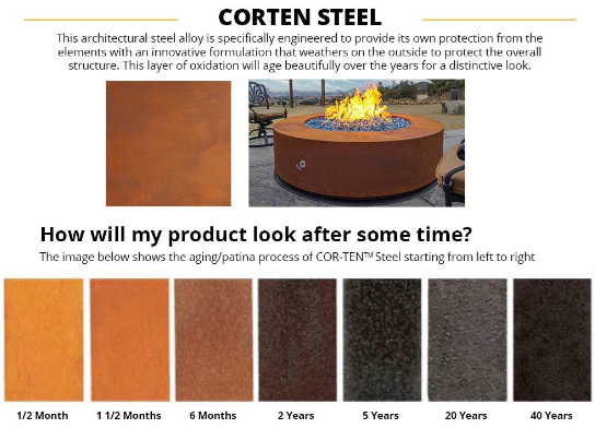 72" Rectangular Imperial Fire Pit - 24" tall in Corten Steel by The Outdoor Plus