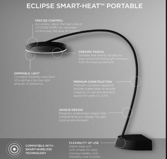 Bromic Heating Eclipse Smart Heat Electric Portable (dimmer control included)