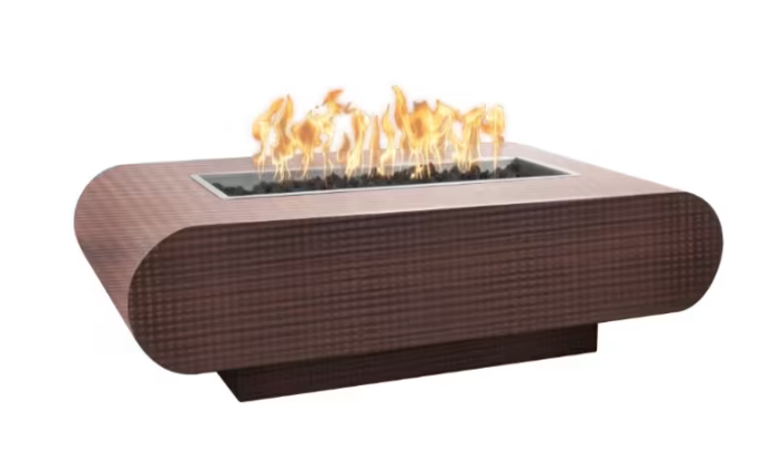 La Jolla Hammered Copper Fire Pit by the Outdoor Plus is available in 48", 60", 72", 84" and 96"