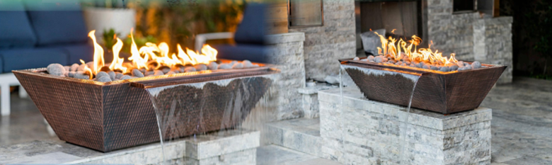 48" Rectangular Linear Maya Water & Fire Bowl - GFRC Concrete in Premium Colors by the Outdoor Plus