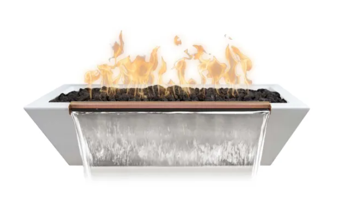 48" Rectangular Linear Maya Water & Fire Bowl - GFRC Concrete in Premium Colors by the Outdoor Plus