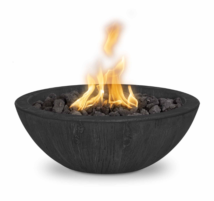 27" Round Sedona Fire Bowl - Wood Grain GFRC Concrete by The Outdoor Plus