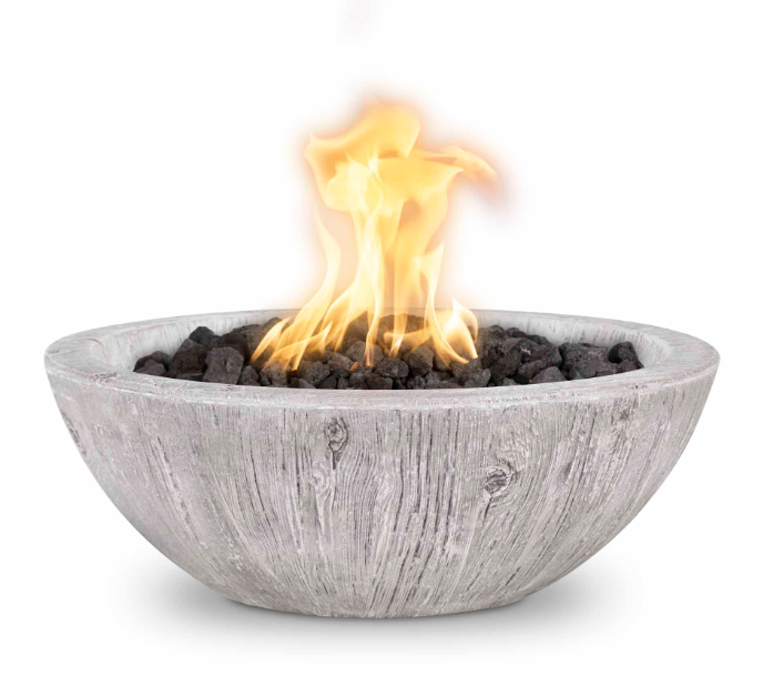 27" Round Sedona Fire Bowl - Wood Grain GFRC Concrete by The Outdoor Plus