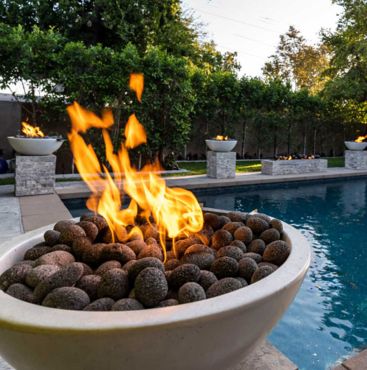 27" Round Sedona Fire Bowl - GFRC Concrete in Premium Colors by The Outdoor Plus