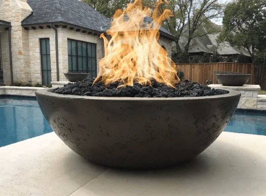 33" Round Sedona Fire Bowl - GFRC Concrete in Premium Colors by The Outdoor Plus