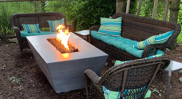 60" Rectangular Angelus Fire Table in Premium GFRC Colors by The Outdoor Plus