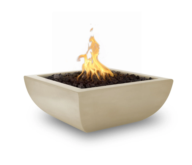 24" Square Avalon Fire Bowl GFRC Concrete in Smooth Colors (available in 3 sizes, 9 Smooth Colors & 9 Premium Colors)