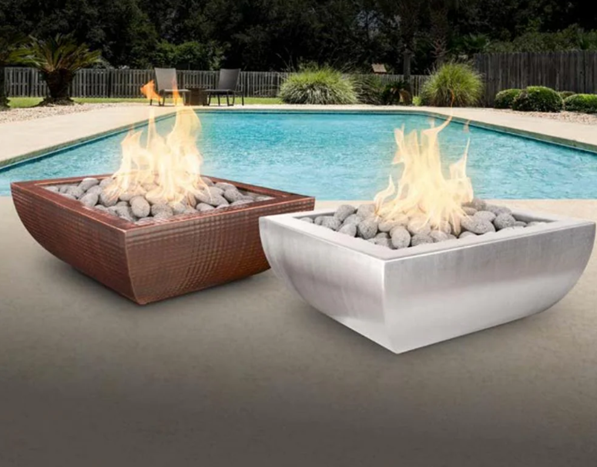 Avalon Square Stainless Steel Fire Bowl by the Outdoor Plus