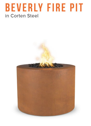 42" Round Beverly Fire Pit in Corten Steel by The Outdoor Plus