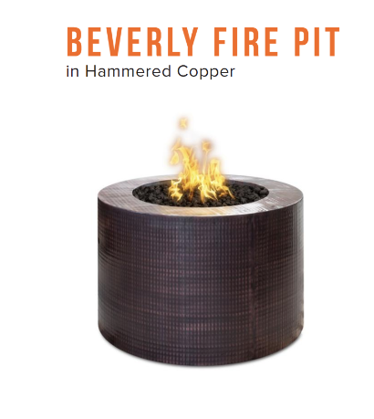 42" Round Beverly Fire Pit in Hammered Copper by The Outdoor Plus