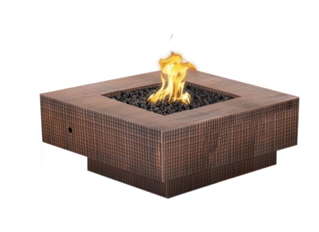 60" Cabo Square Fire Pit in Hammered Copper by The Outdoor Plus