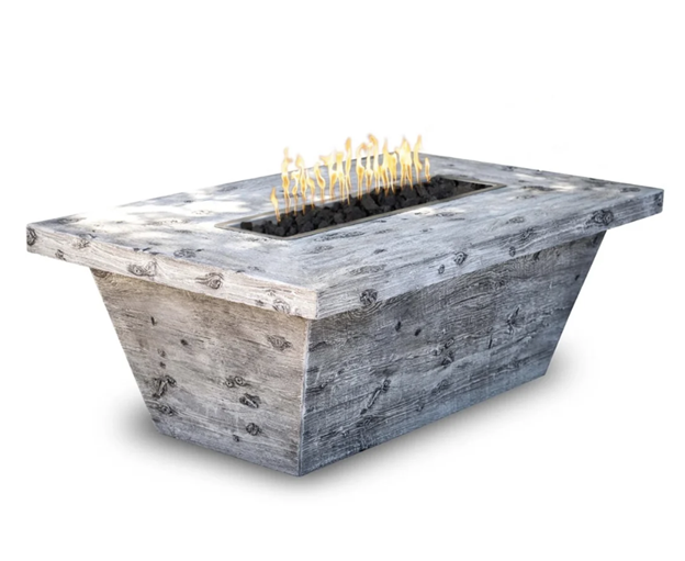 72" Rectangular Carson Fire Pit 16" tall in GFRC Wood Grain by The Outdoor Plus