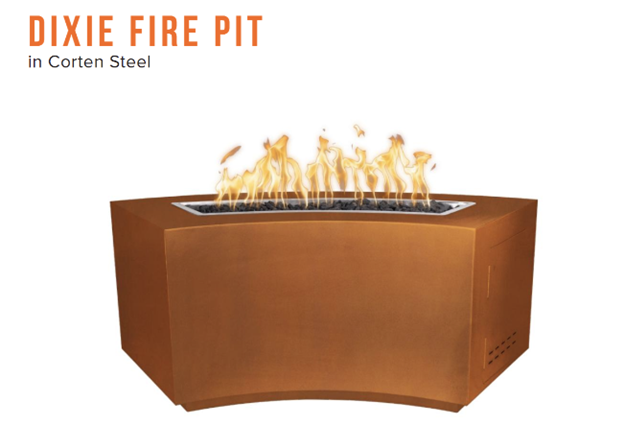 72" Dixie Curved Fire Pit in Corten Steel by The Outdoor Plus