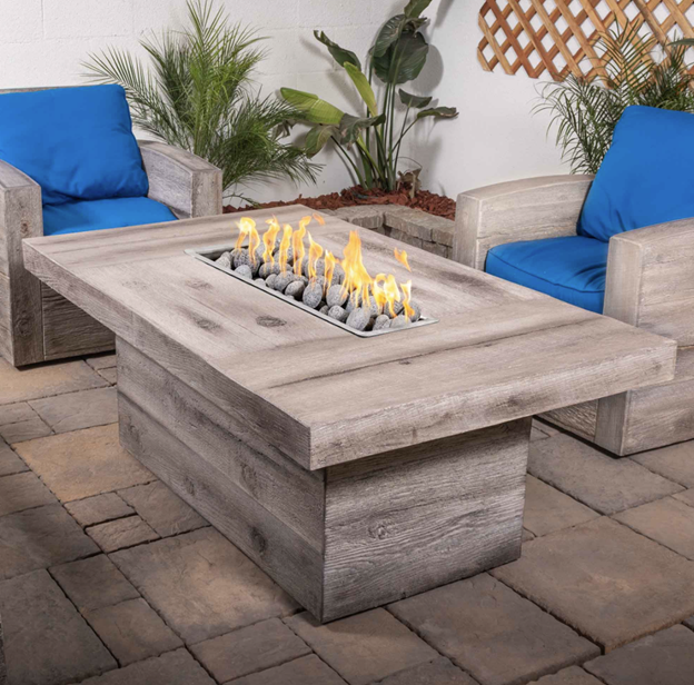 60" Grove Fire Table in GFRC Wood Grain by The Outdoor Plus