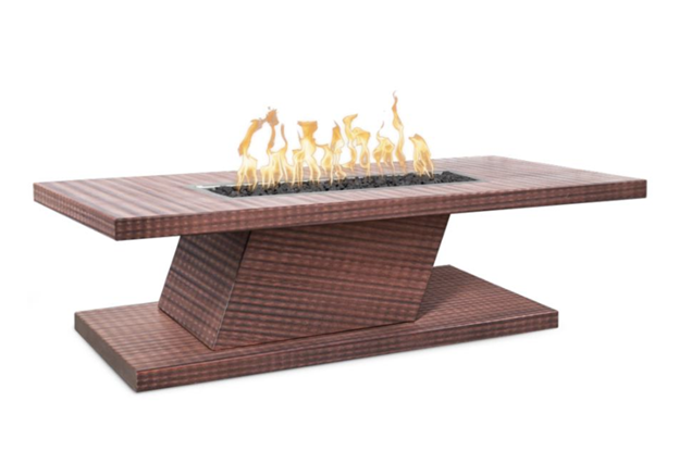 72" Rectangular Imperial Fire Pit - 15" tall in Hammered Copper by The Outdoor Plus