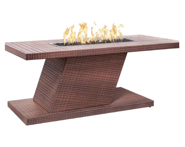 72" Rectangular Imperial Fire Pit - 24" tall in Hammered Copper by The Outdoor Plus