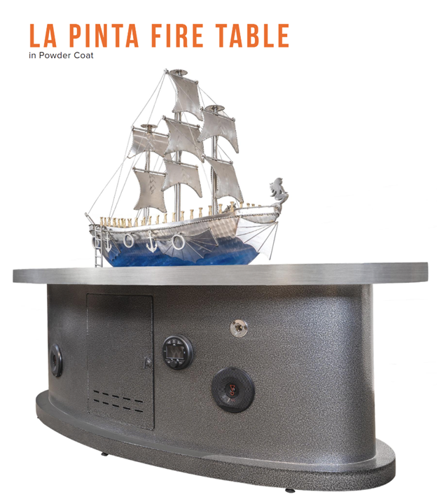 72" La Pinta Fire Table in Powder Coat by The Outdoor Plus (Match Lit with Stainless Steel Top)