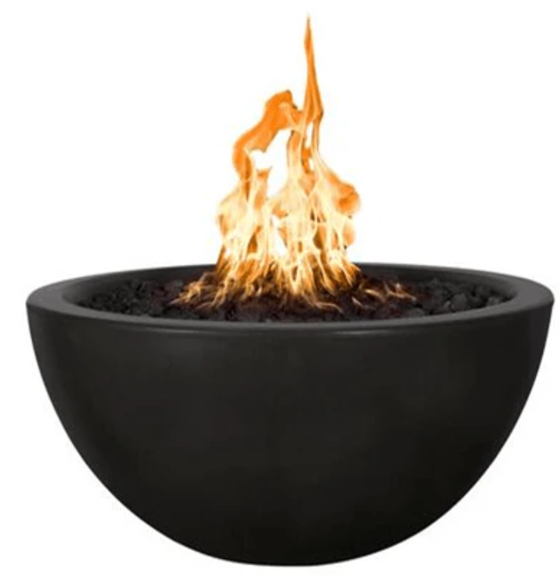 38" Round Luna Fire Bowl GFRC Concrete in Smooth Colors by the Outdoor Plus