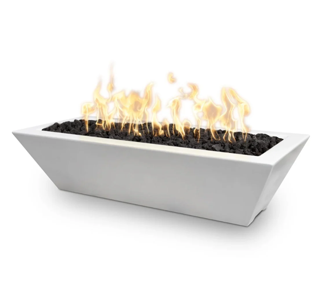 72" Rectangular Linear Maya Fire Bowl in Powder Coated Metal by the Outdoor Plus