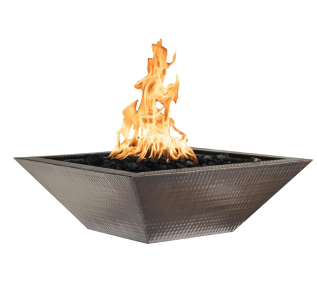 Maya Square Hammered Copper Fire Bowl by the Outdoor Plus