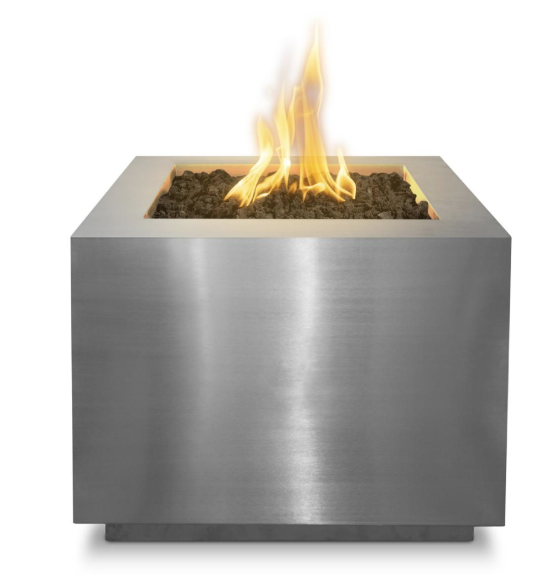 60" Square Forma Fire Pit in Stainless Steel by The Outdoor Plus