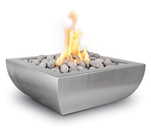 Avalon Square Stainless Steel Fire Bowl by the Outdoor Plus