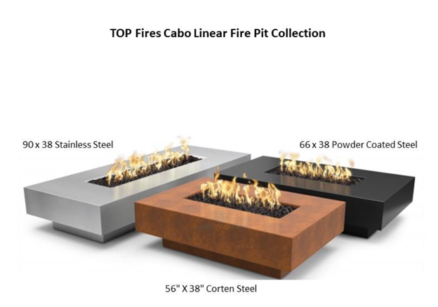 90" Cabo Linear Fire Pit in Stainless Steel by The Outdoor Plus