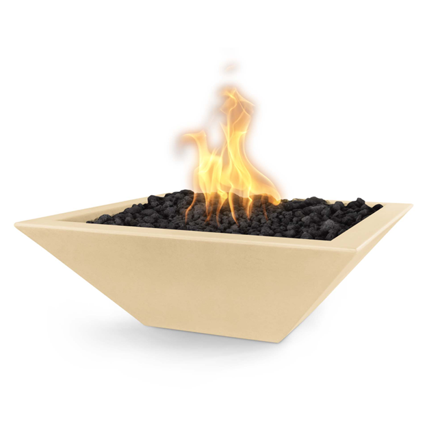 30" Square Maya Fire Bowl GFRC Concrete in Smooth Colors