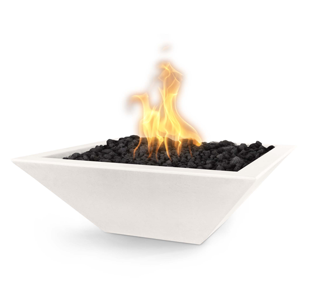 36" Square Maya Fire Bowl GFRC Concrete in Smooth Colors