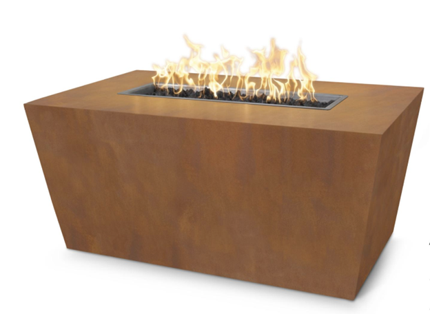 60" Mesa Rectangle Fire Table in Corten Steel by The Outdoor Plus