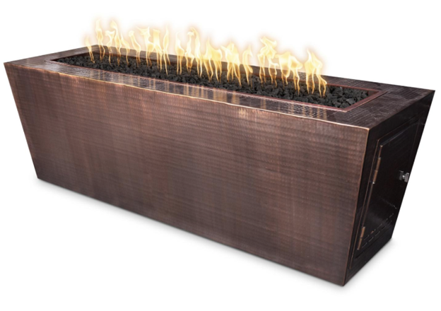 60" Mesa Rectangle Fire Table in Hammered Copper by The Outdoor Plus