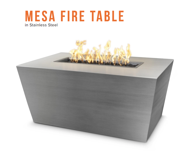 60" Mesa Rectangle Fire Table in Stainless Steel by The Outdoor Plus