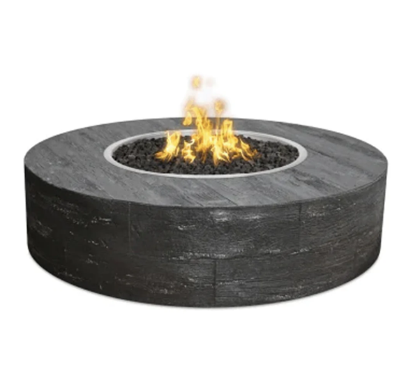 42" Round Sequoia Fire Pit 16" tall in GFRC Wood Grain by The Outdoor Plus