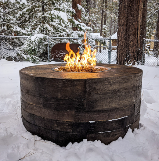 60" Round Sequoia Fire Pit 24" tall in GFRC Wood Grain by The Outdoor Plus