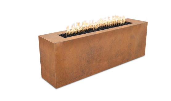72" Carmen Rectangle Fire Pit - 24 inch Tall in Corten Steel by The Outdoor Plus
