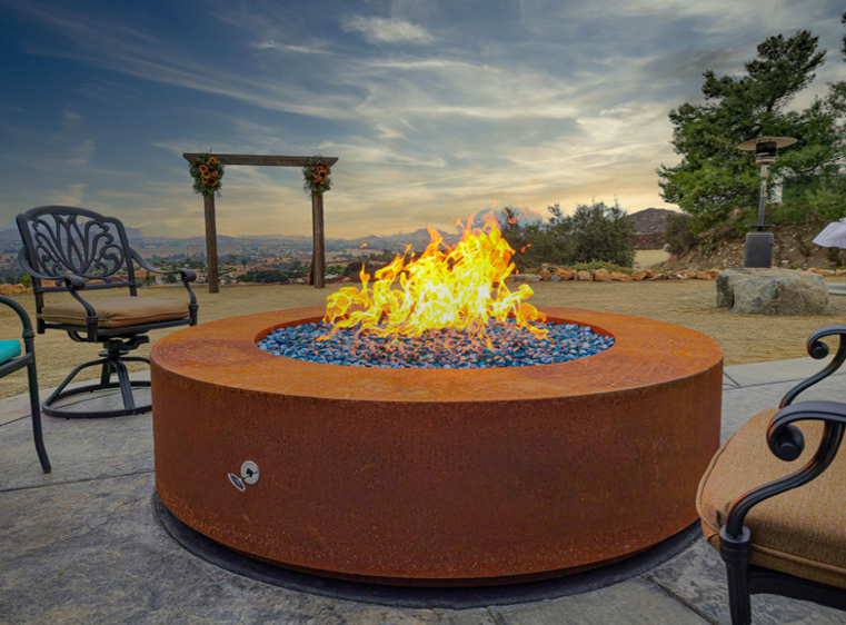 18" Tall Round Unity Corten Steel Fire Pit by The Outdoor Plus (available in diameters: 48", 60" & 70"